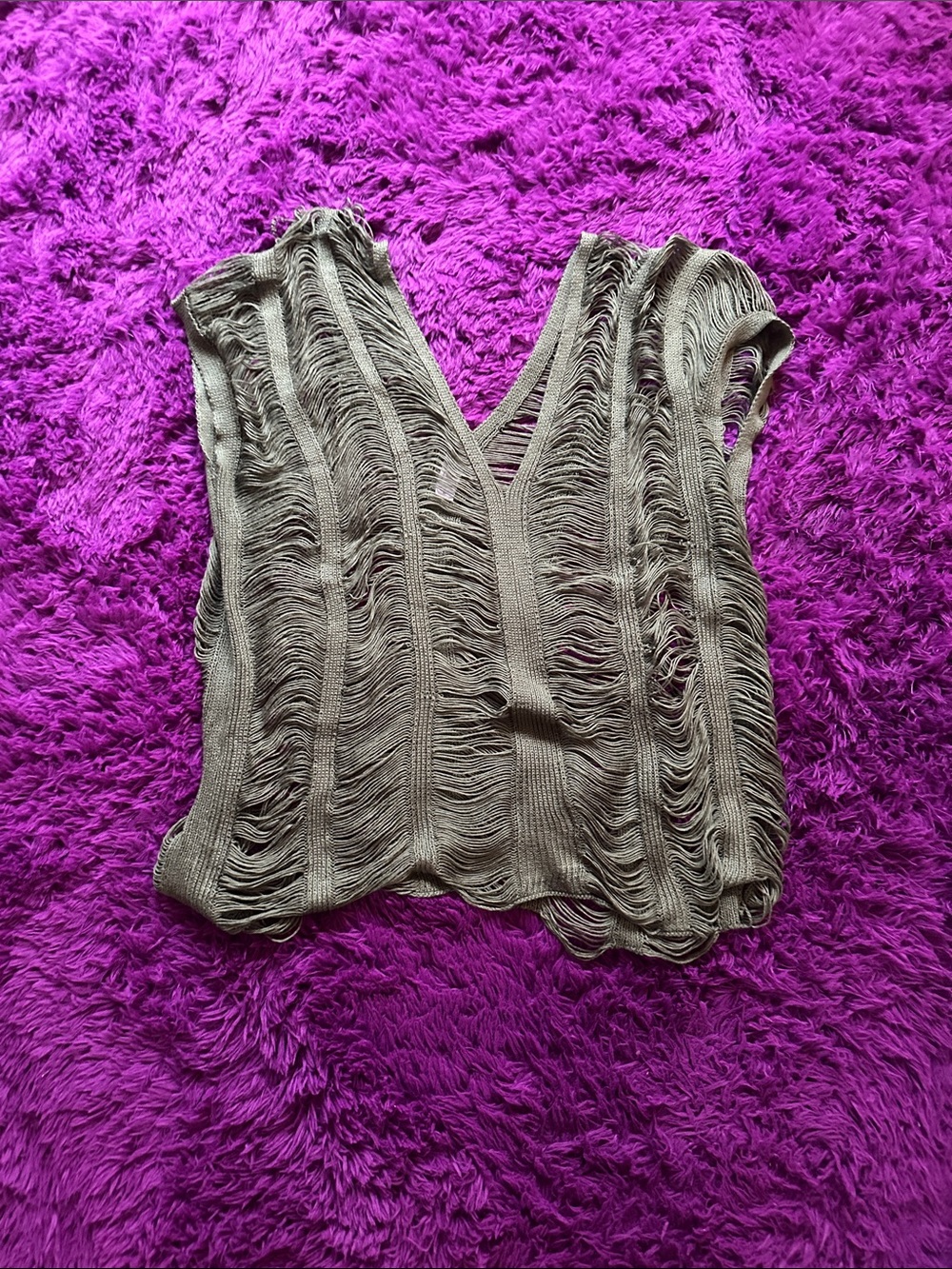 Fashion Nova Olive Fringe Knit Swim Coverup